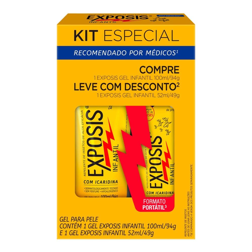Repelente Exposis Infantil Gel com Icaridina 100ml e Leve com Desconto Repelente Exposis Infantil Gel 52ml