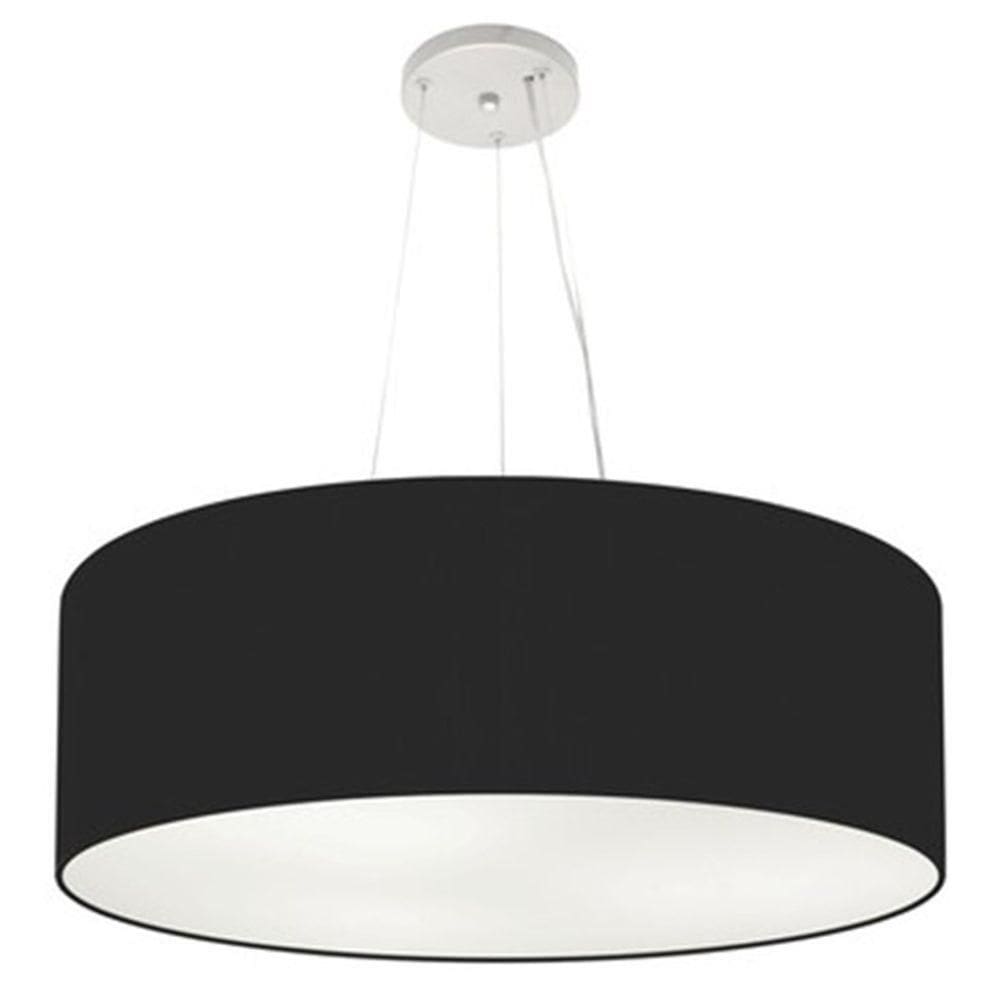Lustre Pendente Cilíndrico Md-4010 Cúpula Em Tecido 60x21cm Preto - Bivolt