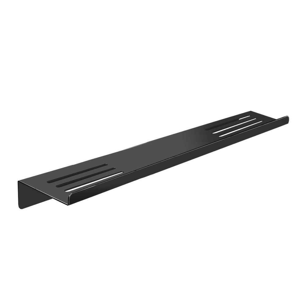 Prateleira Suporte Duplo Para Banheiro Preto Grega Aço Inox 40cm