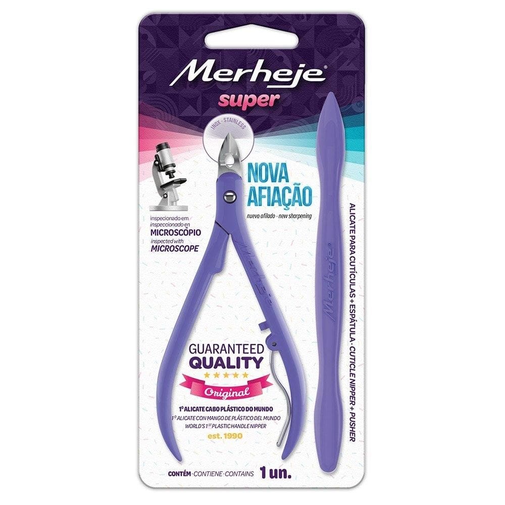 Alicate para Cutícula + Espátula Merheje Basic  Lilás