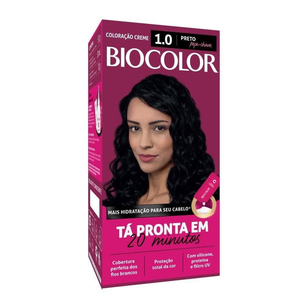 Tinta de Cabelo Biocolor Creme Mini Kit 1.0 Preto Peça Chave Fundamental