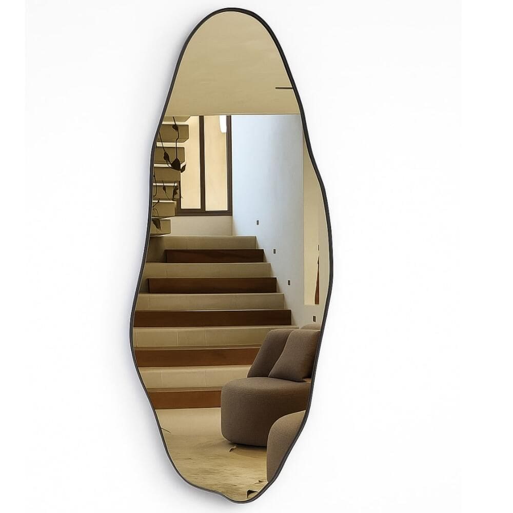 Espelho Orgânico 150x60cm com Moldura em Alumínio Preto