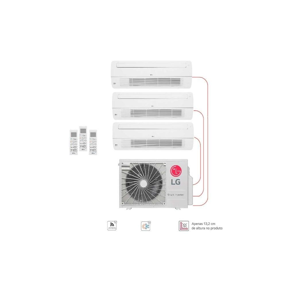 Ar condicionado Multi Split Inverter 3 ambientes ( 1via 1X 9.000BTUS, 2X 12.000BTUs) Quente/Frio WiFi integrado