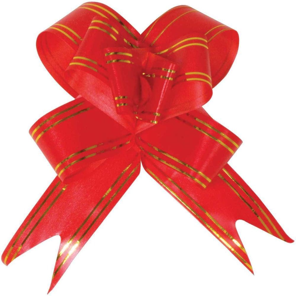 Laço Pronto 23Mmx42Cm Vermelho Fio Dourado 120Und