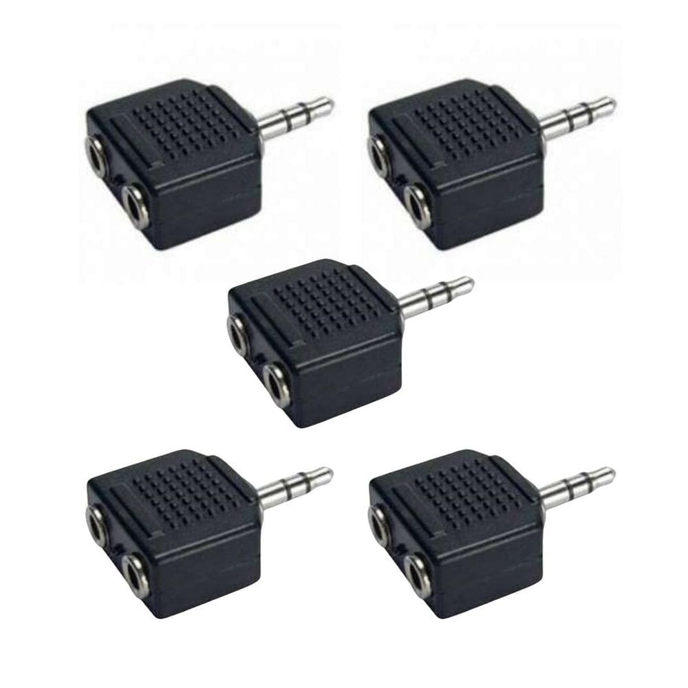 Kit 5 Adaptador 2 P2 Fêmea X P2 Macho Estéreo Duplica Fone