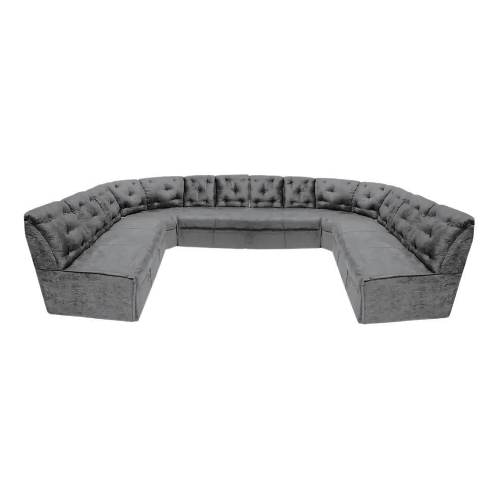 Sofá De Canto 12 Lugares Espuma D33 Confortável Cor:cinza