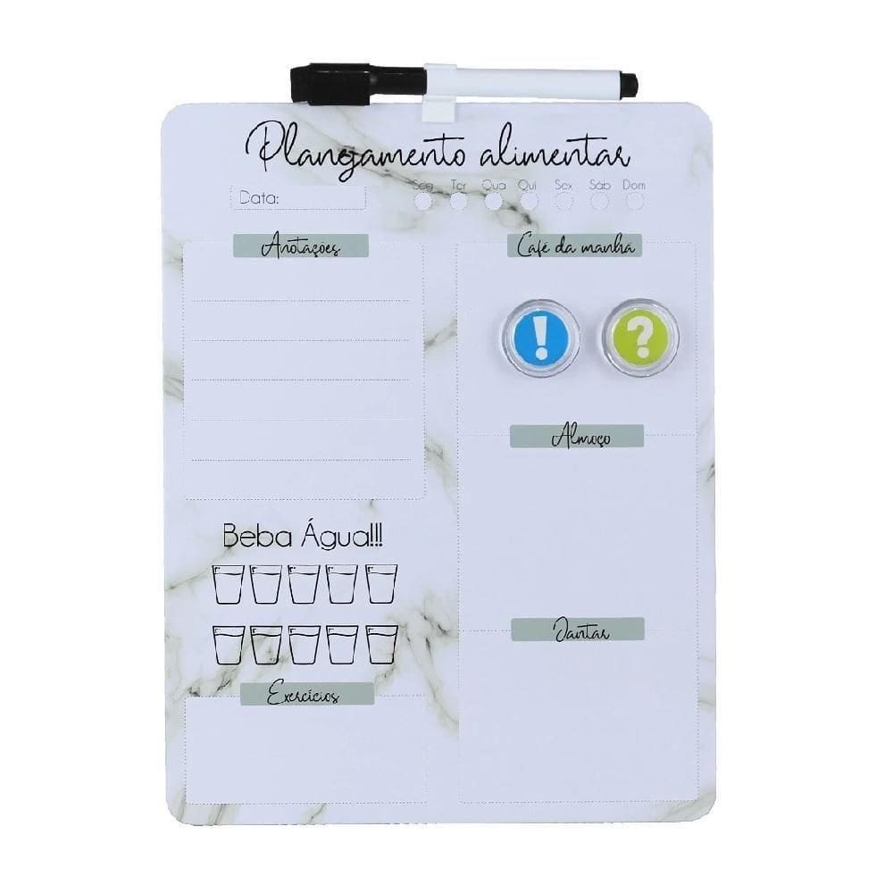 Lousa Magnética Cardápio Semanal 28×21 Cm Planner De Refeições Com Caneta E ímãs Para Geladeira