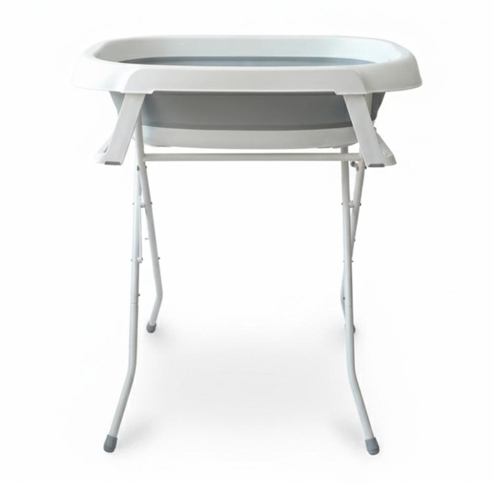 Banheira de Bebê Dobrável Portátil até 35 Litros com Suporte e Almofada de Banho Cinza - Mollie Baby