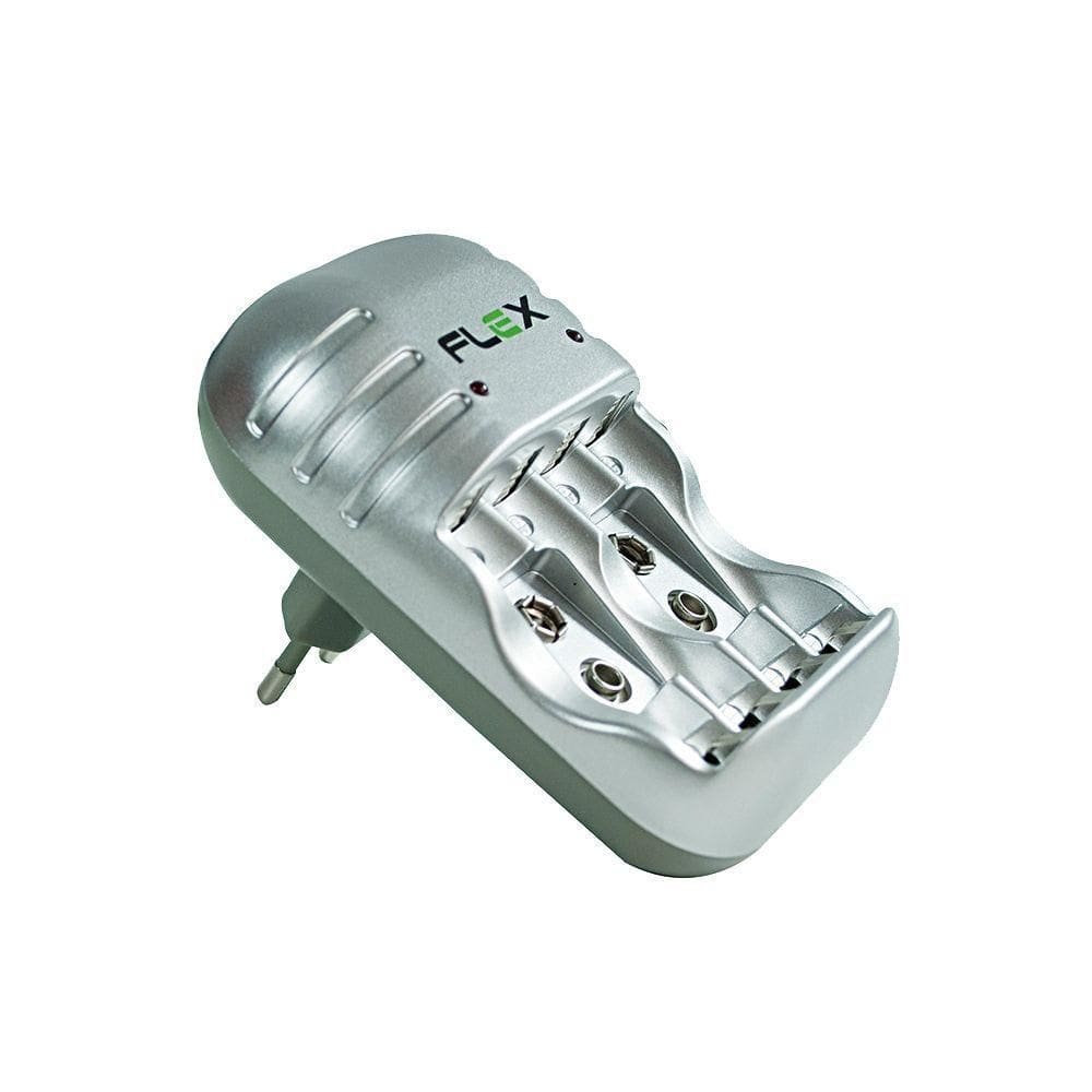 Carregador De Pilha Flex Para 4 Pilhas A. Stop Com Inmetro
