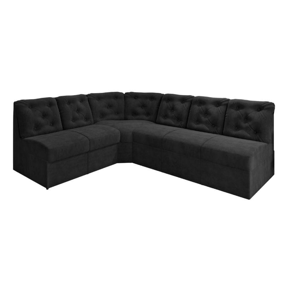 Sofá De Canto 6 Lugares Espuma D33 Confortável Cor:preto