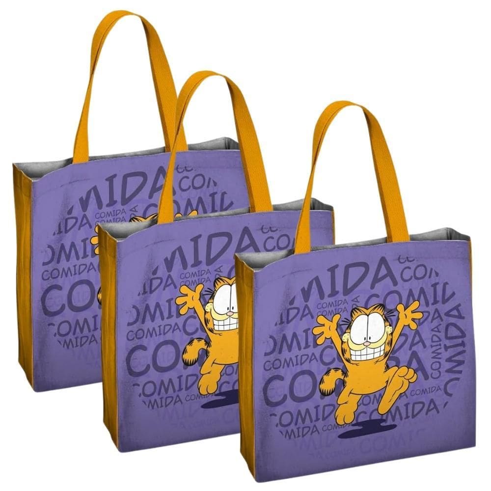 Kit 3 Uni Bolsa Sacola Retornável Oficial Garfield - Semax