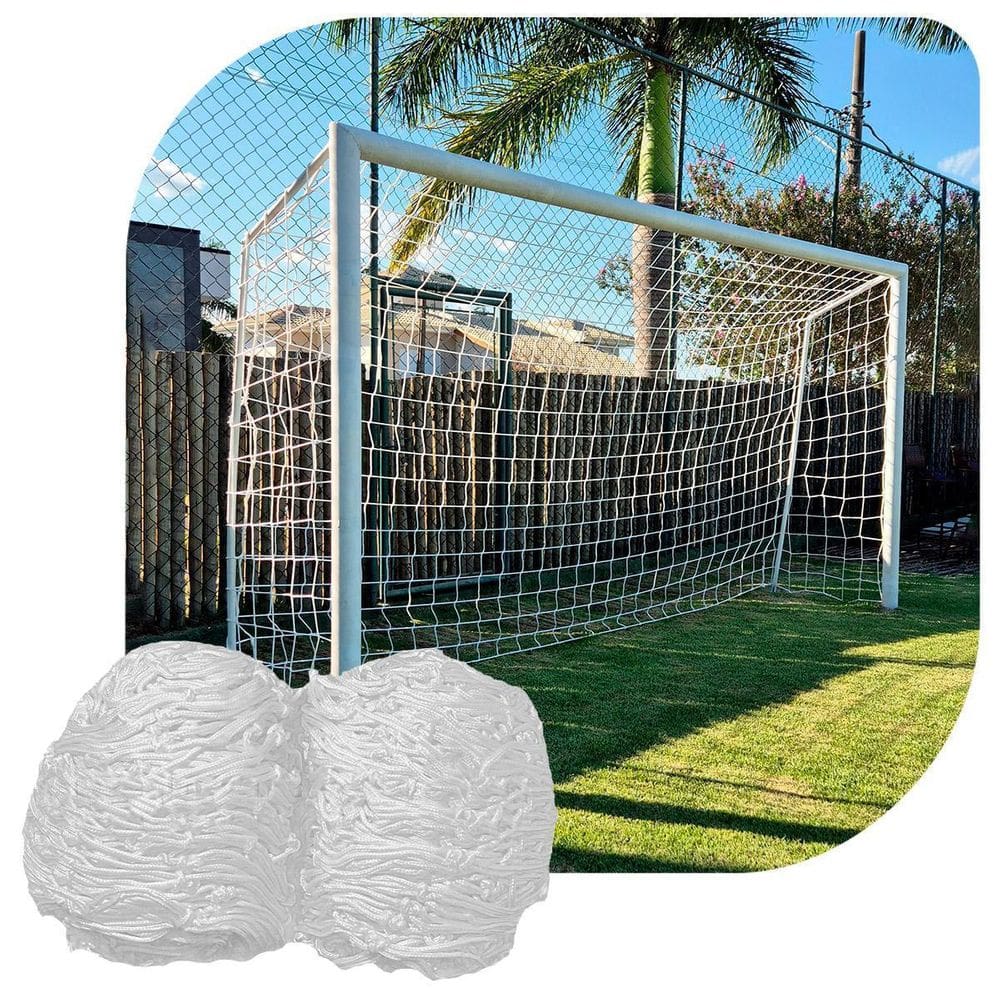 Par De Rede De Gol Society Suiço 4Mts Caixote Fio 6 Seda