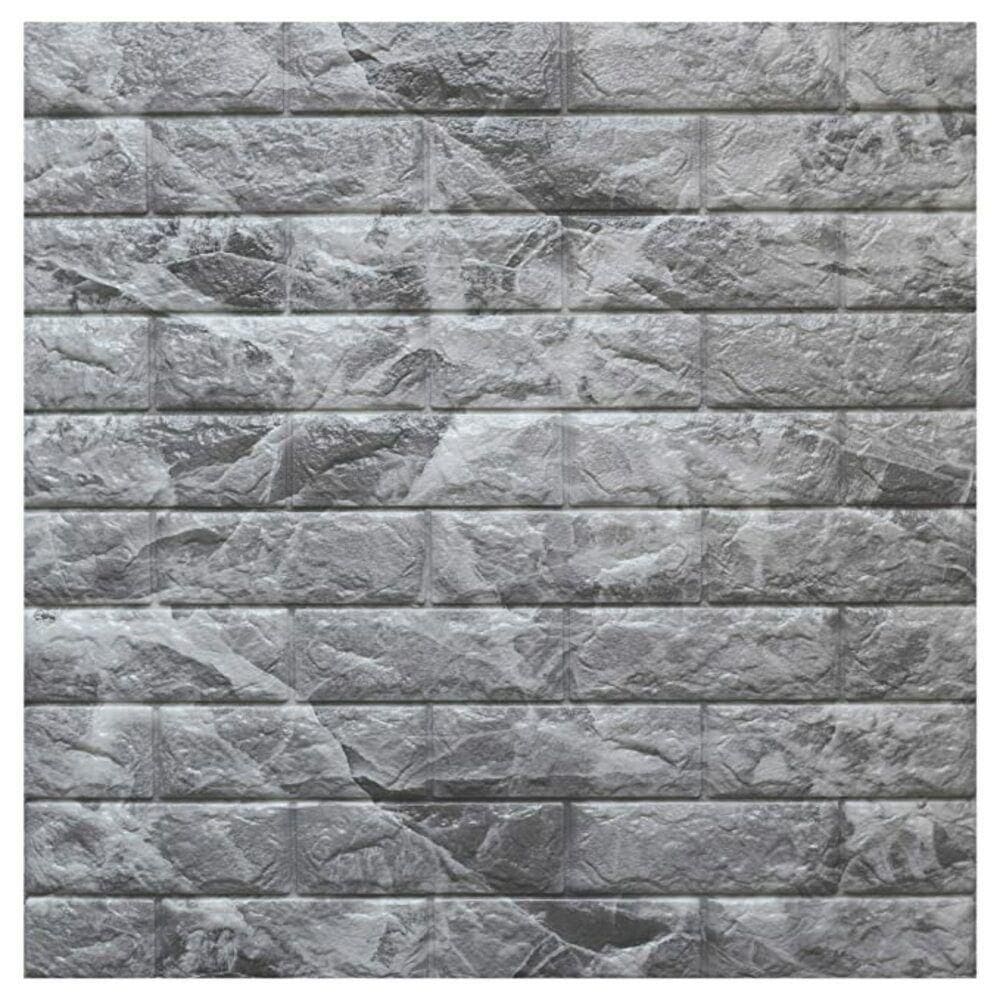 Placa Tijolinho Parede Papel Painel 3d Tijolo Cinza Auto Adesivo 77x70cm Revestimento Espuma