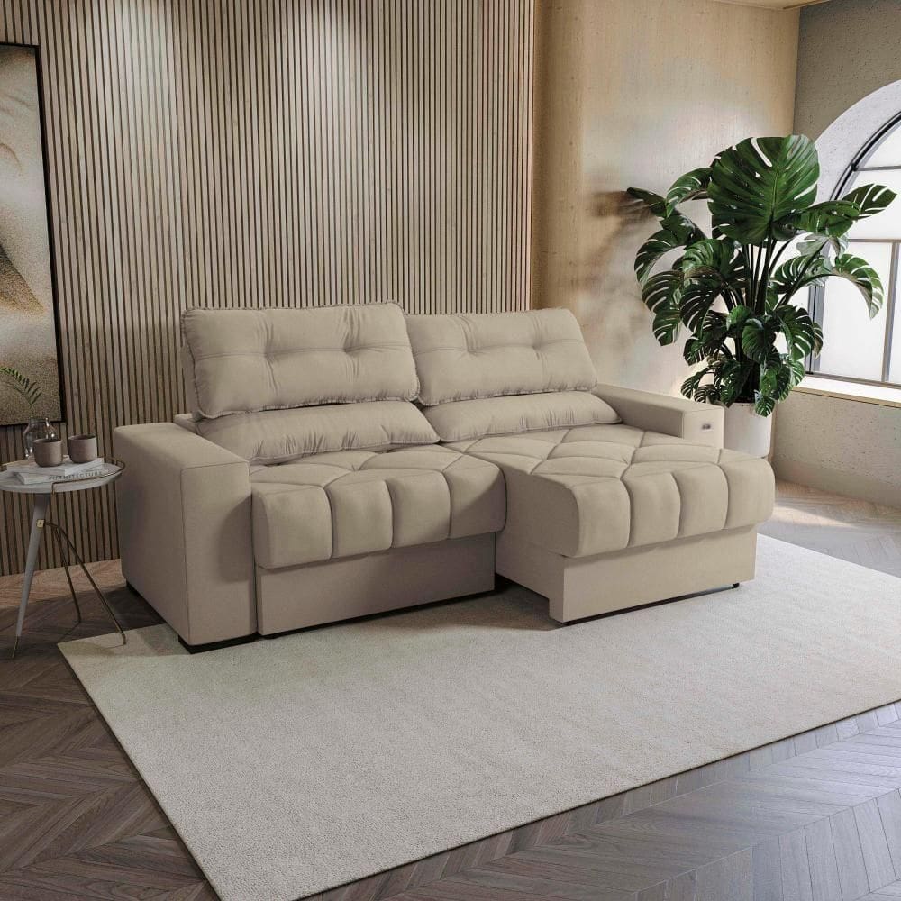 Sofá Retrátil Kappesberg Sander Suede Bege