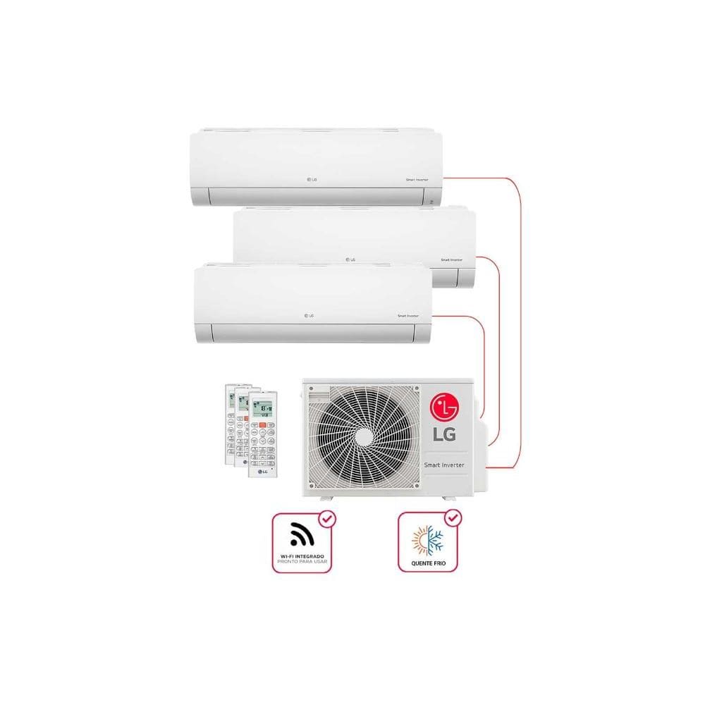 Ar condicionado Multi Split Inverter 3 ambientes (Hiwall 2X 9.000BTUS, 1X12.000BTUS) Quente/Frio WiFi integrado