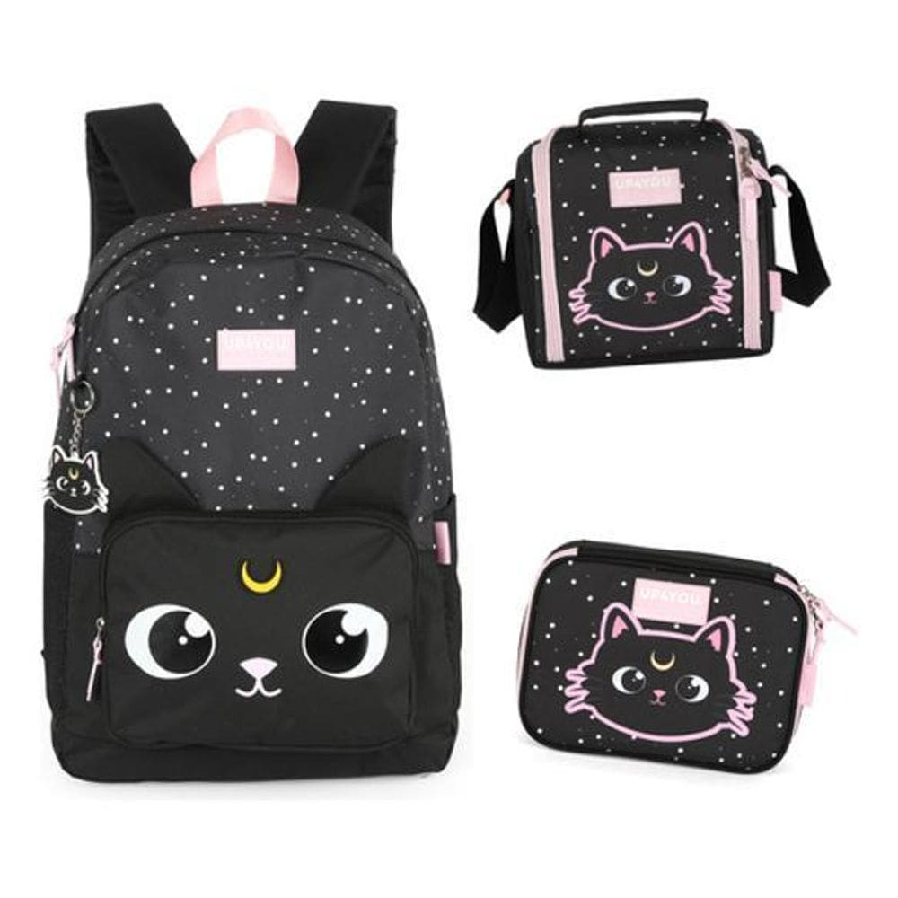 Kit Mochila De Costas Gato Gatinha  Up4You