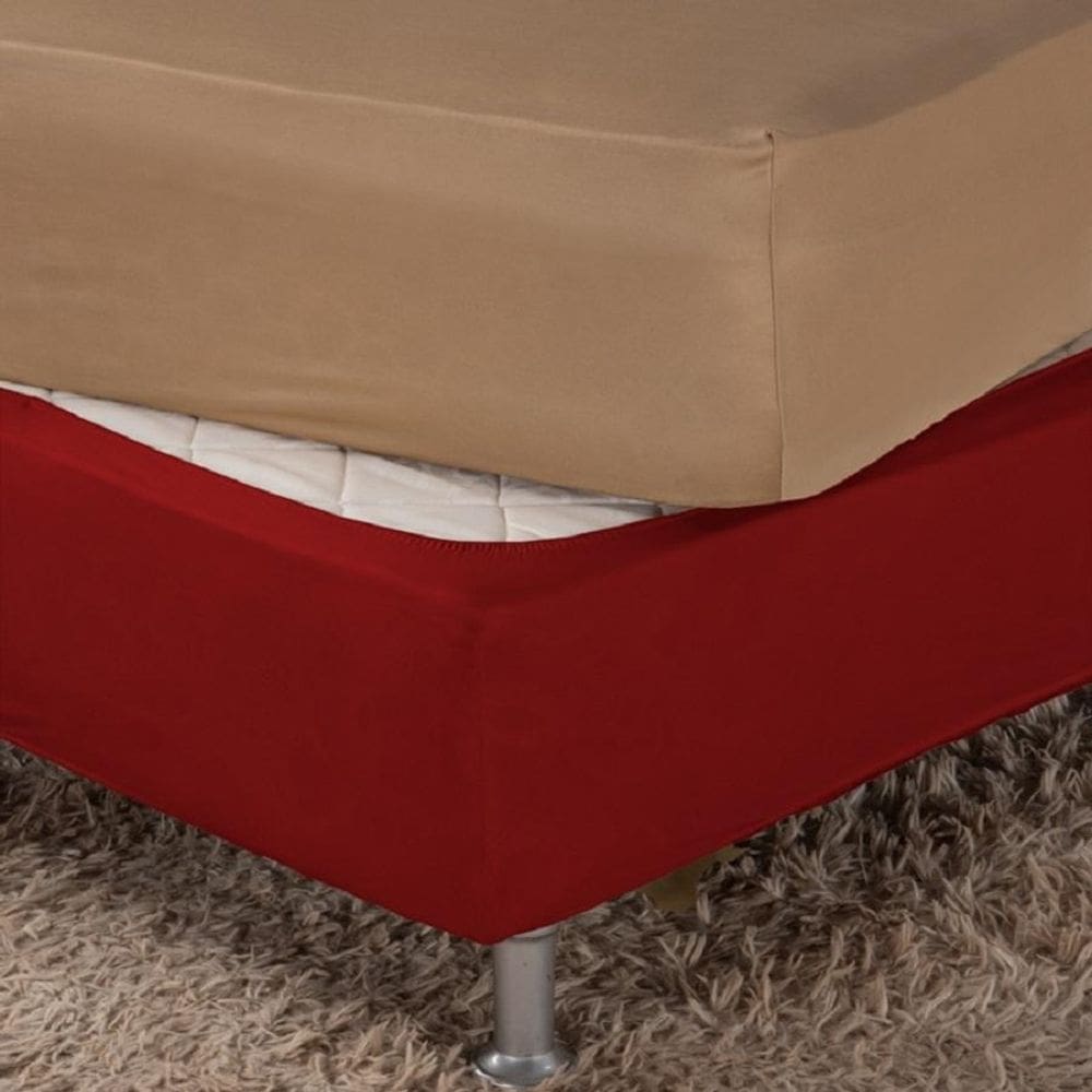 Saia Box Fit Casal Capa Cama Box Elástico Malha 1 Pç Lisa