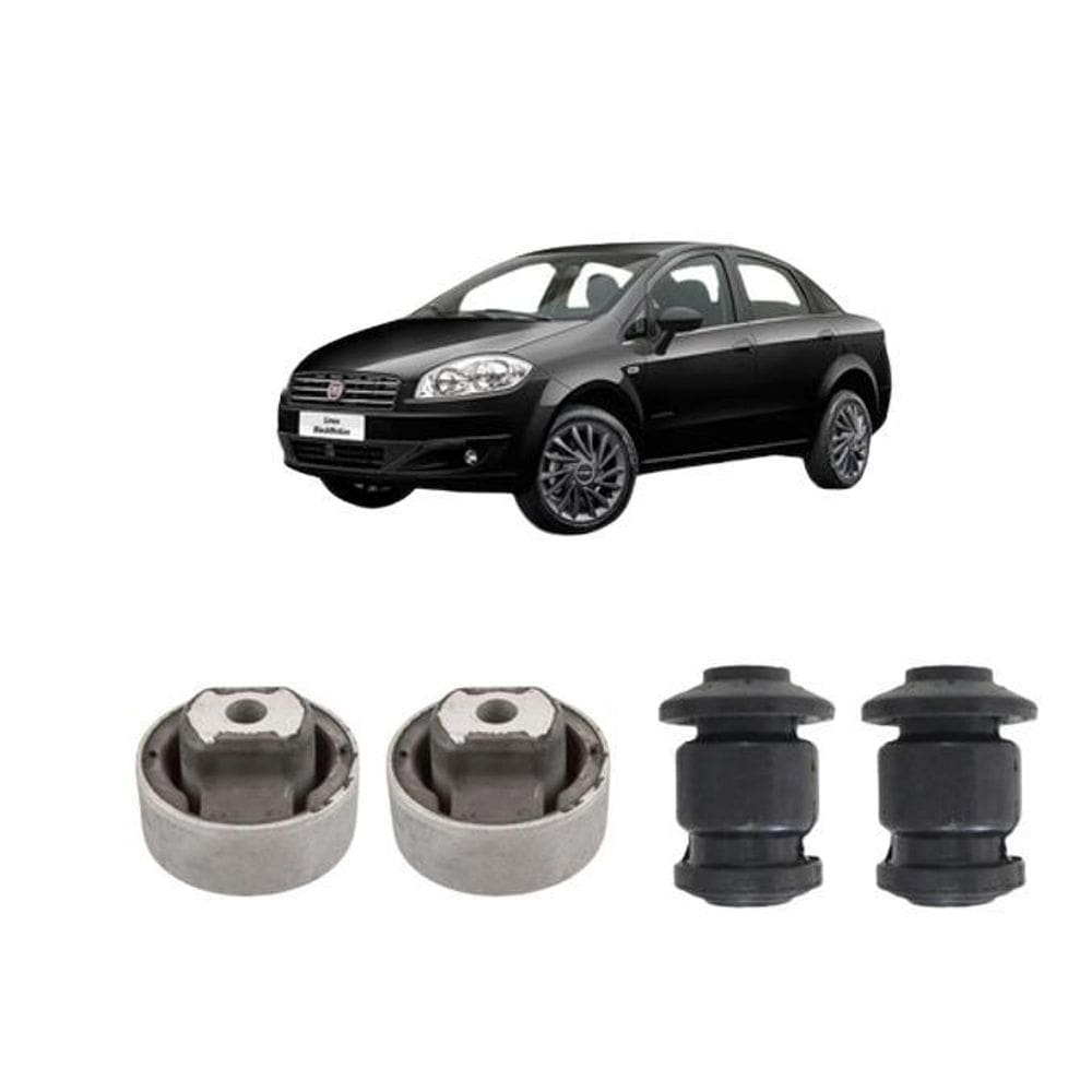 Kit 4 Bucha Da Bandeja Dianteira Fiat Linea 2008 2009 2010