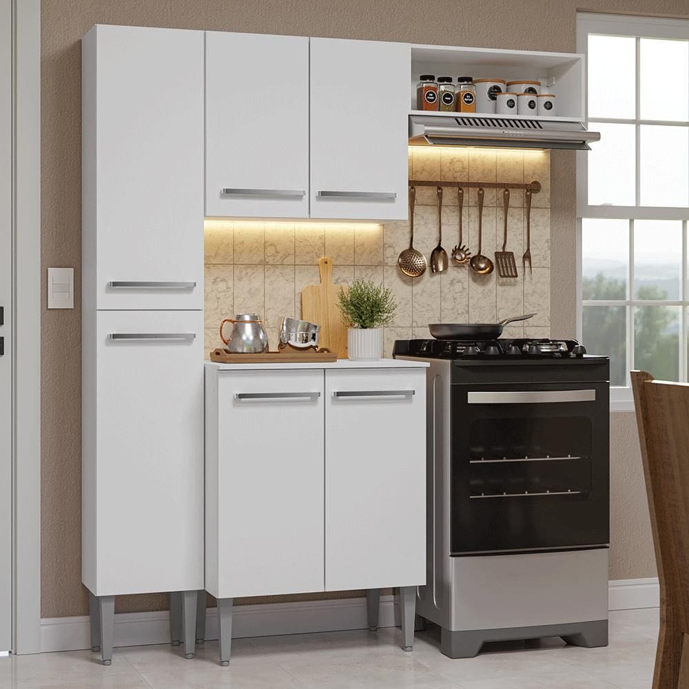 Armário de Cozinha Compacta 156cm Emilly Madesa Branco 01