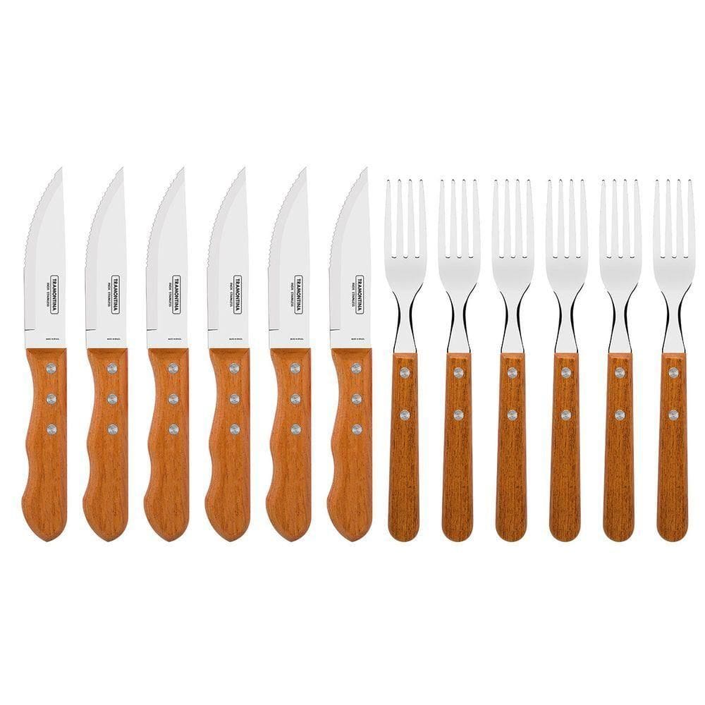 Jogo De Talheres Jumbo Para Churrasco Dynamic Com Laminas Em Aco Inox