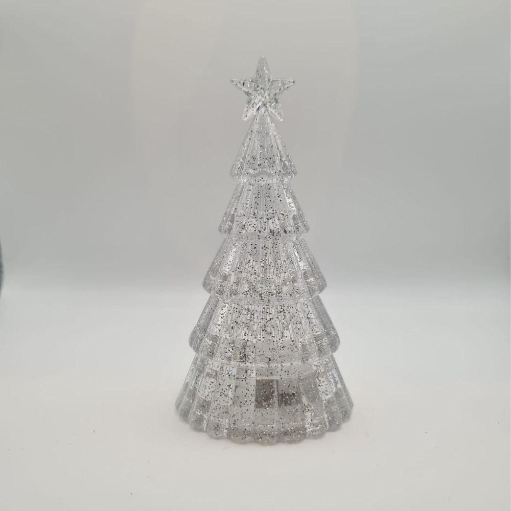 Mini árvore De Natal Led Transparente Com Glitter Decoração Mesa Natalina Brilhante Luz Led Colorida
