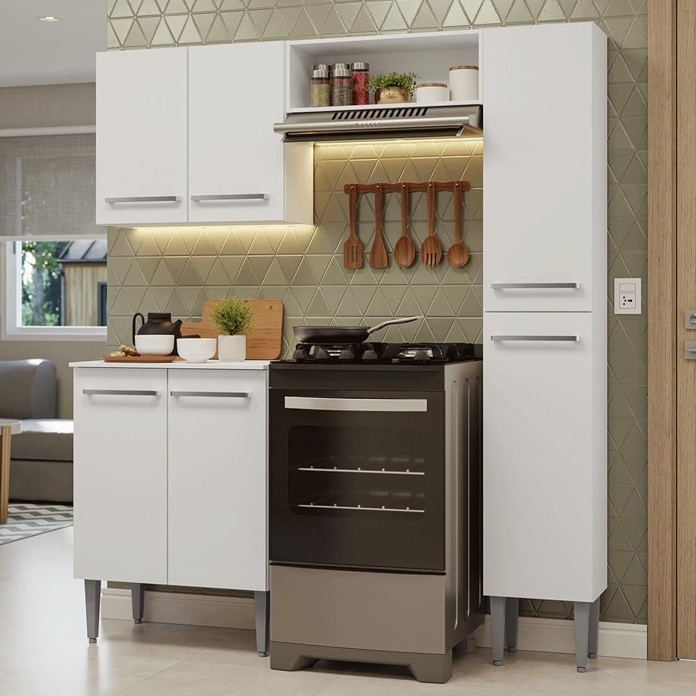Armário de Cozinha Compacta 156cm Emilly Madesa Branco 02
