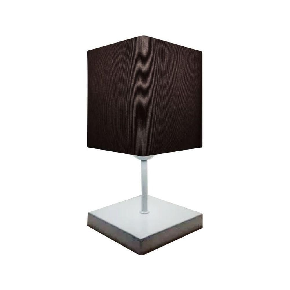 Abajur Luminária Mesa Quarto Sala Moderno Vivare Md-2008br Cúpula Em Tecido - Bivolt Branco-preto 127/220v