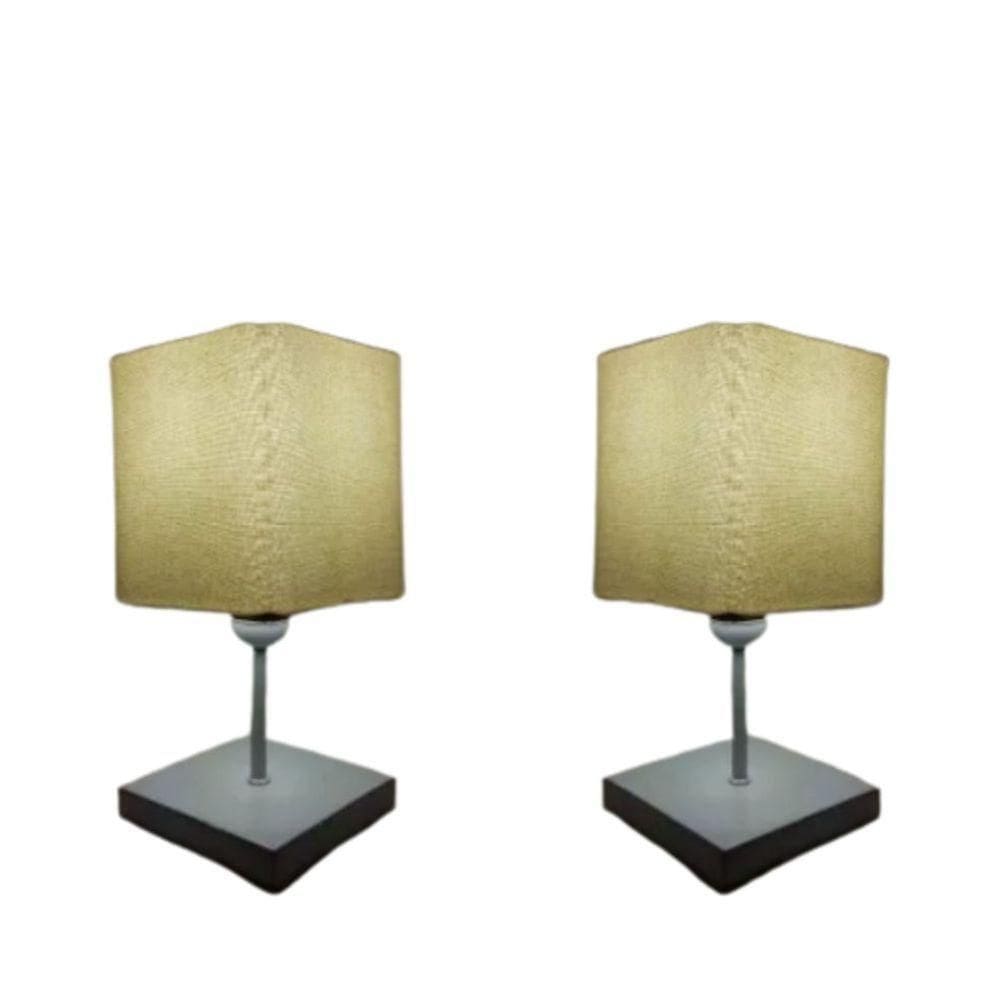 Abajures Quadrados Md-2008br Cúpula Tecido Algodão Crú