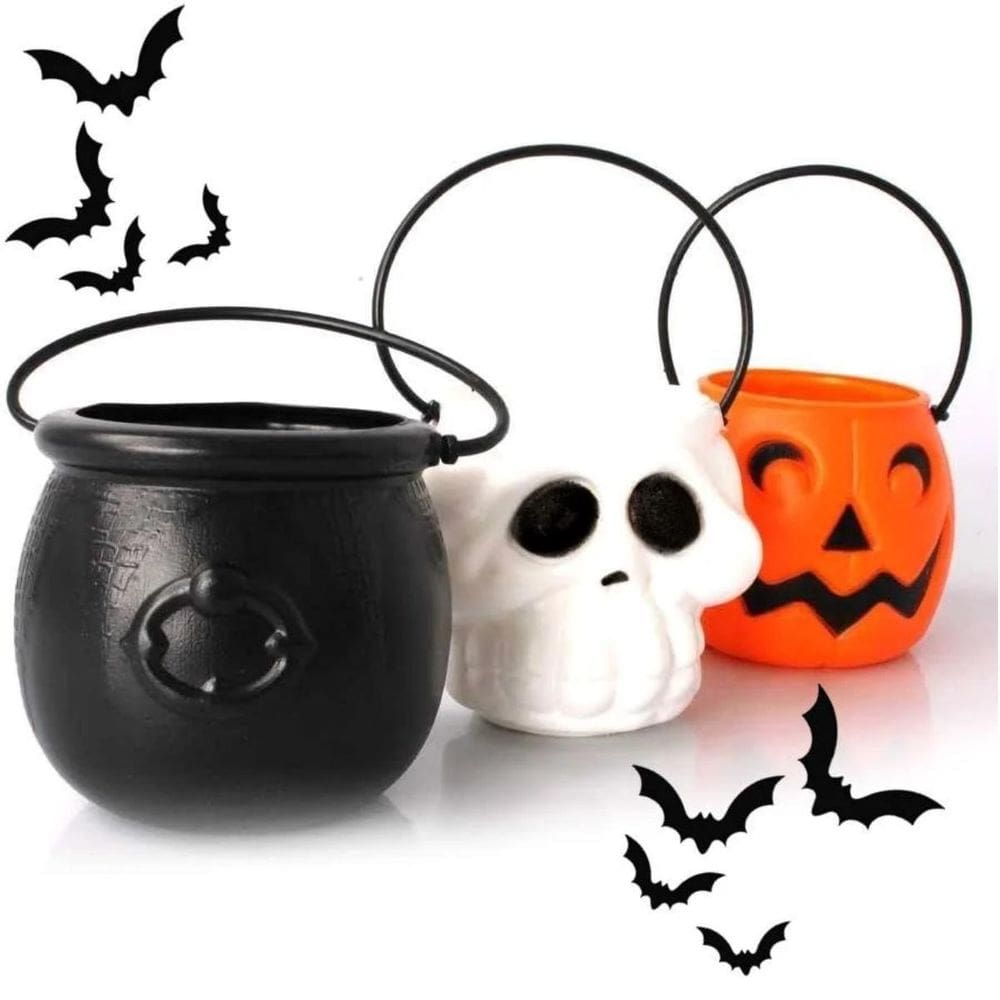 Kit Abóbora Caveira Caldeirão Decoração Halloween Dia Bruxas