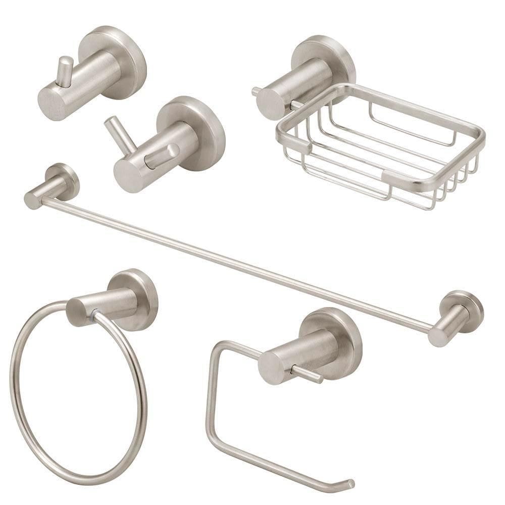 Kit Acessórios Banheiro Inox Escovado 6 Peças Completo