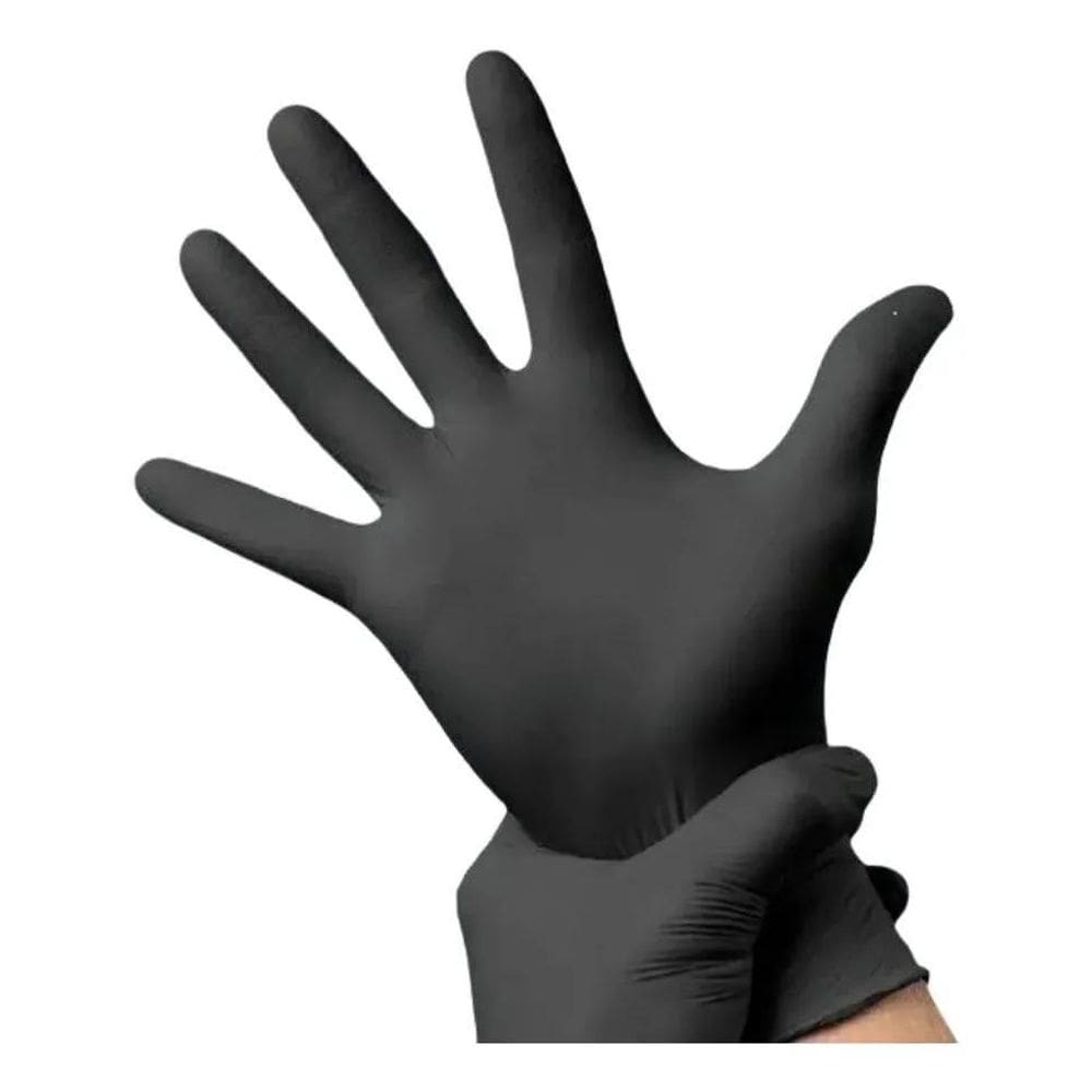 10X Luvas Descartáveis Bluesail Super Flex Cor Preto Tamanho