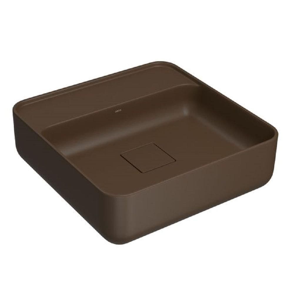 Cuba De Apoio Deca Quadrada Com Mesa 40Cm Marrom Fosco