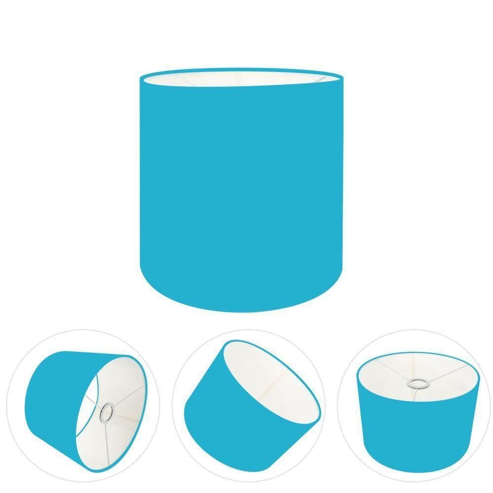 Cúpula Abajur E Luminária Cilíndrica Vivare Cp-7005 ø18x18cm - Bocal Nacional Azul-turquesa