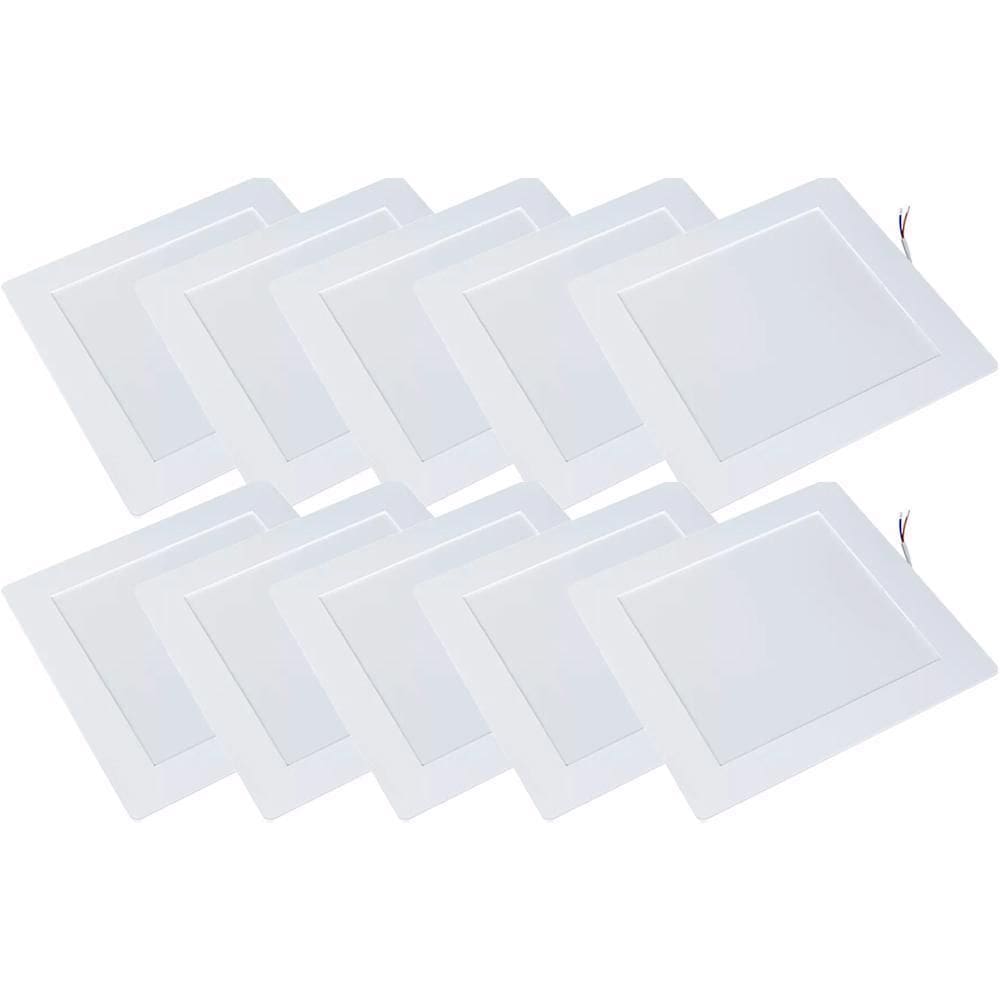 Kit 10 Luminária Plafon Led Quadrado Embutir 18W 4000K Noll