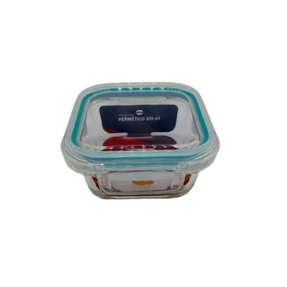 Pote De Vidro Hermetico Quadrado 320 Ml
