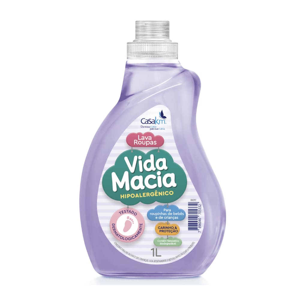 Lava Roupas Vida Macia para Roupinhas de Bebê 1L Casa KM