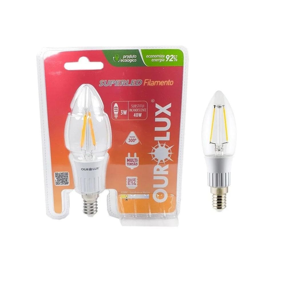 Lâmpada Filamento 3W Luz Branca Led - Ourolux