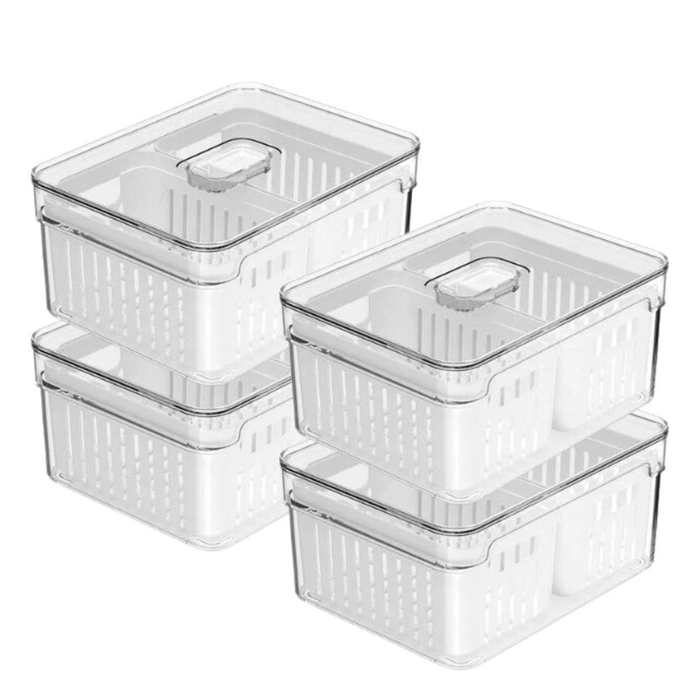 Organizador de Geladeira Clear Fresh 2,2L com Cesto Duplo