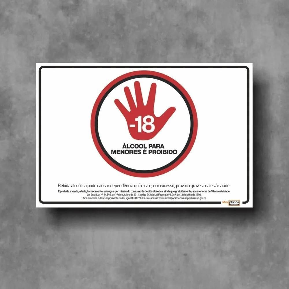 Placa Proibido Venda Bebida Para Menores De 18 Anos 30X20