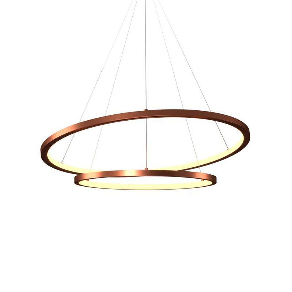 Lustre Pendente Orluce Tabat 60/40cm Cobre Led Bivolt
