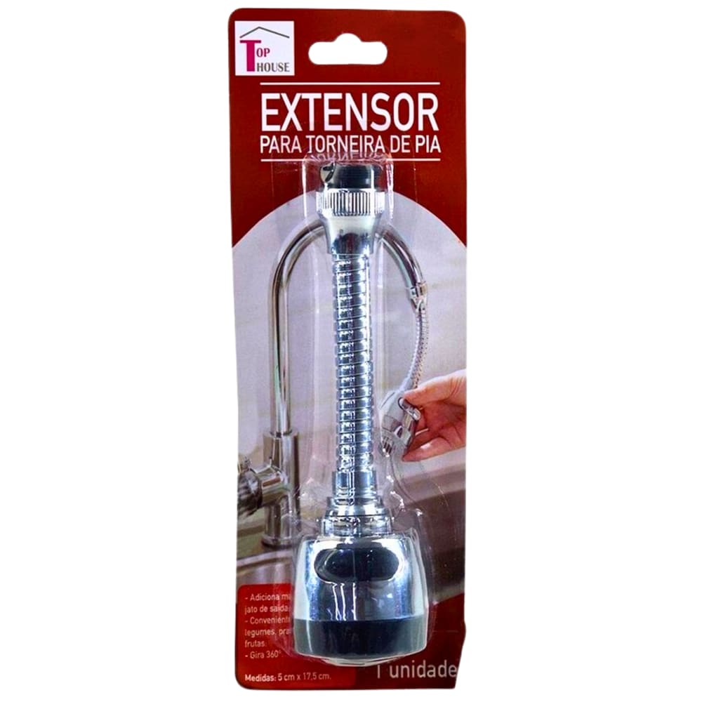 Extensor de Torneira Pia Cozinha Plástico 17,5cm 2 Jatos