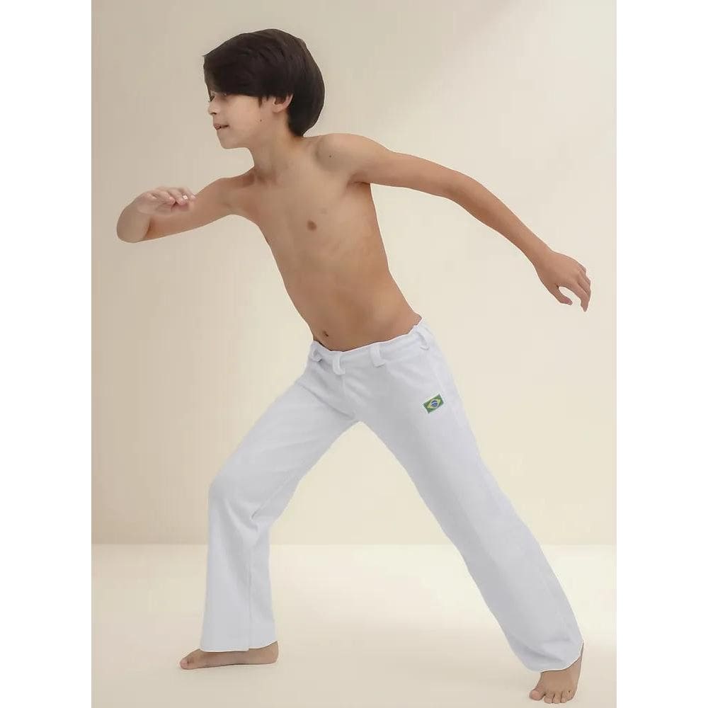 5X Calça De Capoeira Infantil Branca Reforçada Abada Brasilw