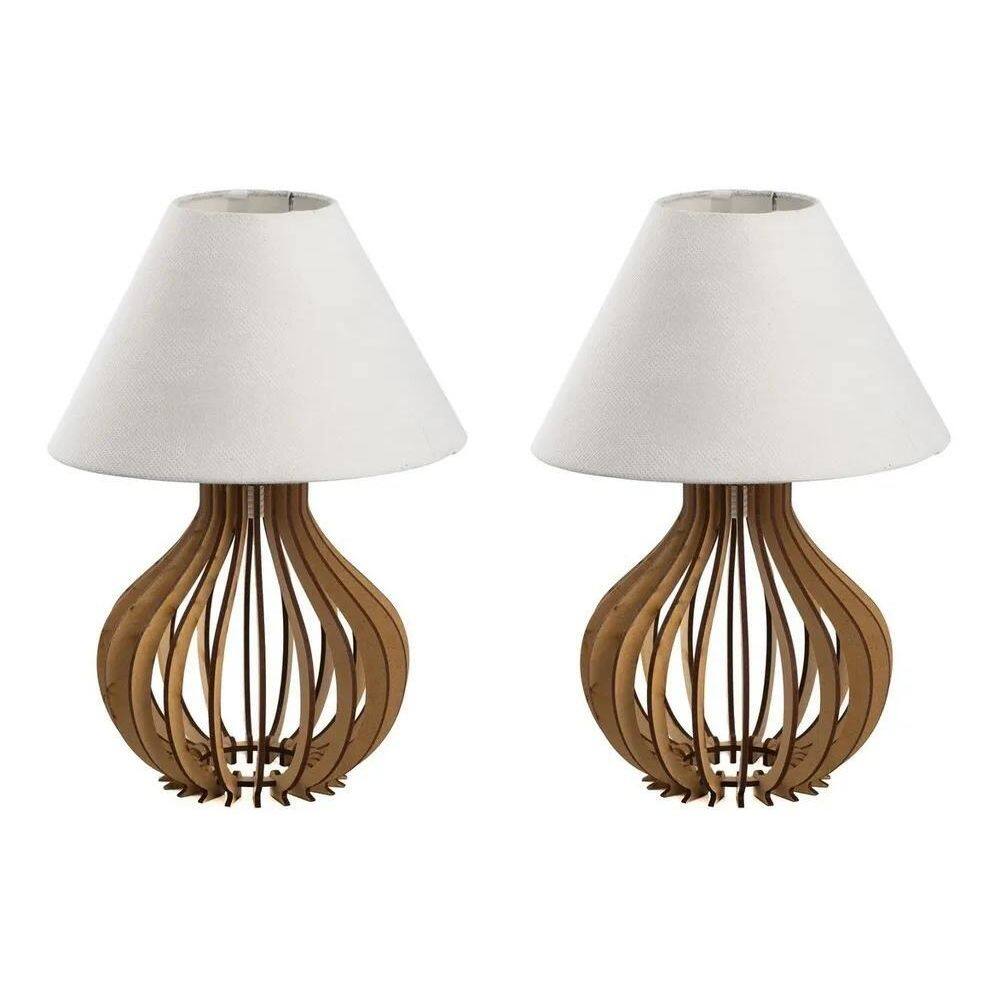 5X 2 Conjunto Abajur Luminária Quarto Com Cúpula Em Tecido