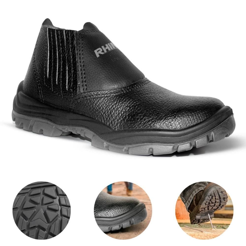 Bota de Segurança Com Biqueira PVC Botina Elástico Bidensidade Comfort Rhino