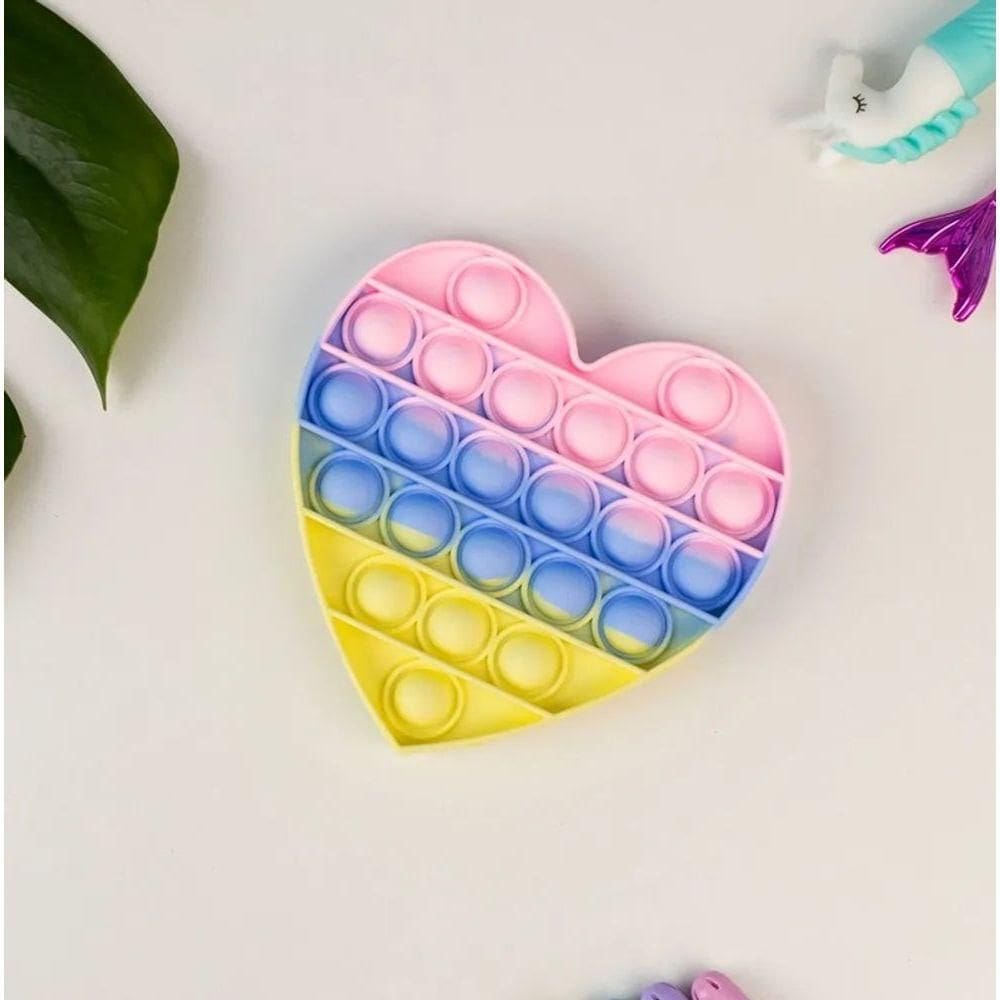 Paleta De Cores Em Forma De Coração Pop It Arco-íris