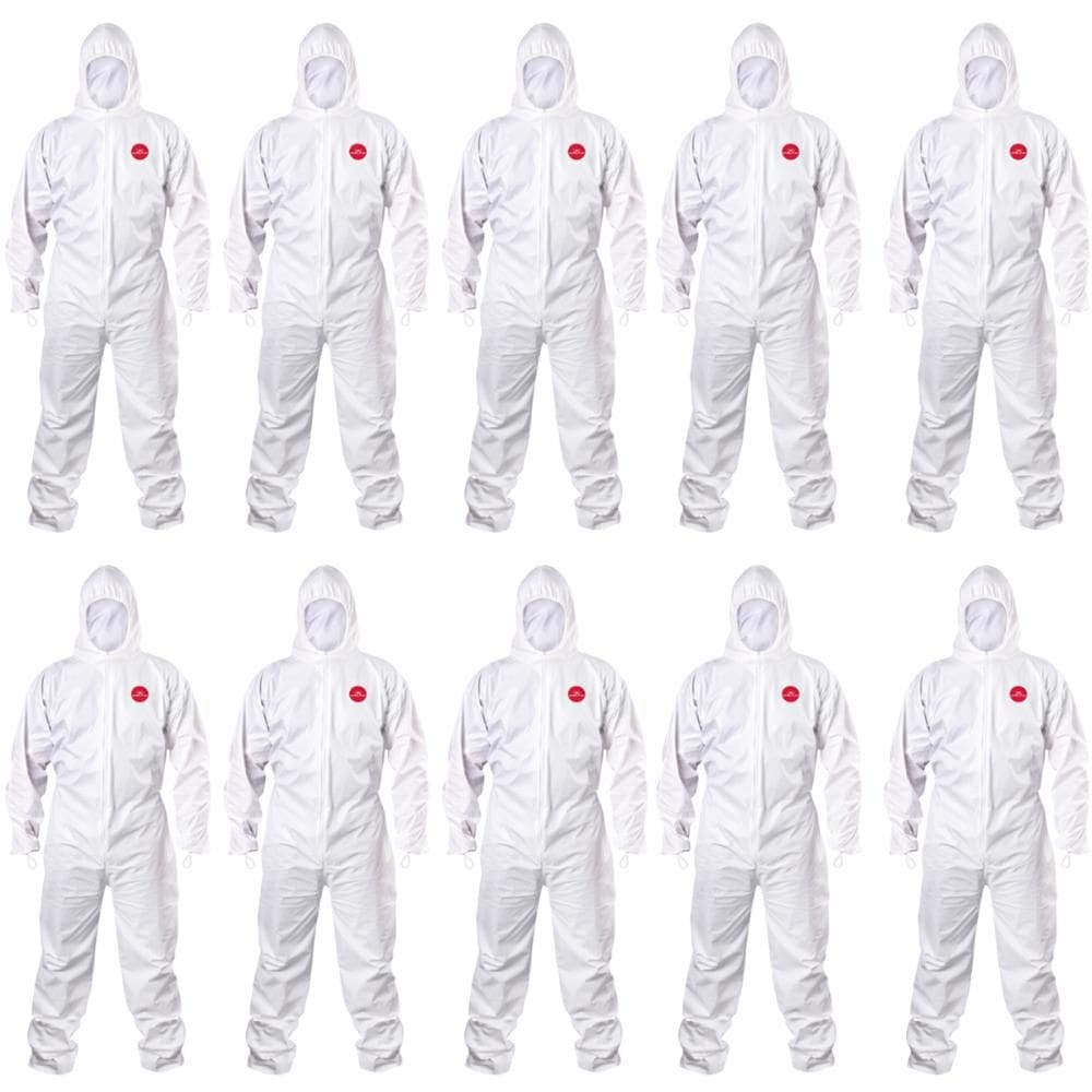 Kit 10 Macacão Descartável Impermeável Para Proteção Química Tipo 6 EPI Steelflex