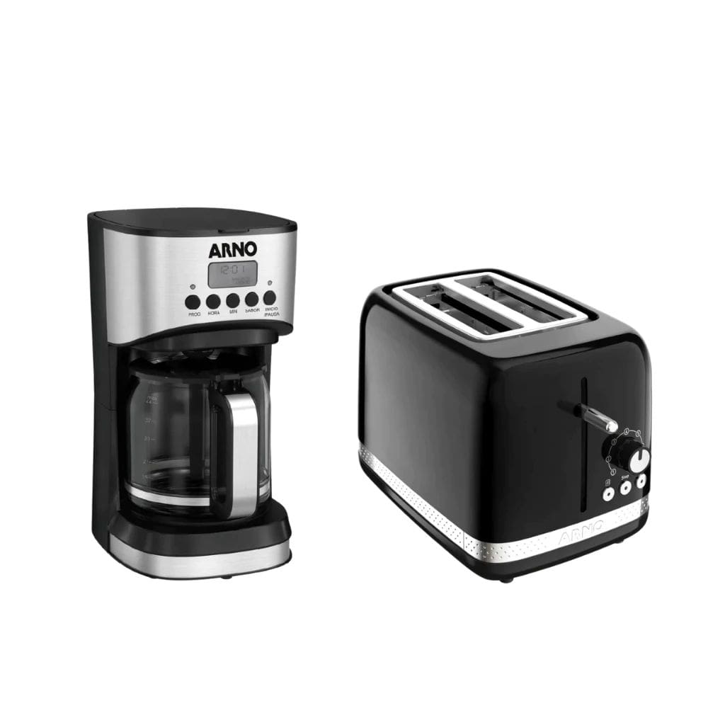 Kit Arno Cafeteira Filtro New Element 1,8L Programável + Torradeira Soleil 2 Fatias, 7 Níveis de Tostagem