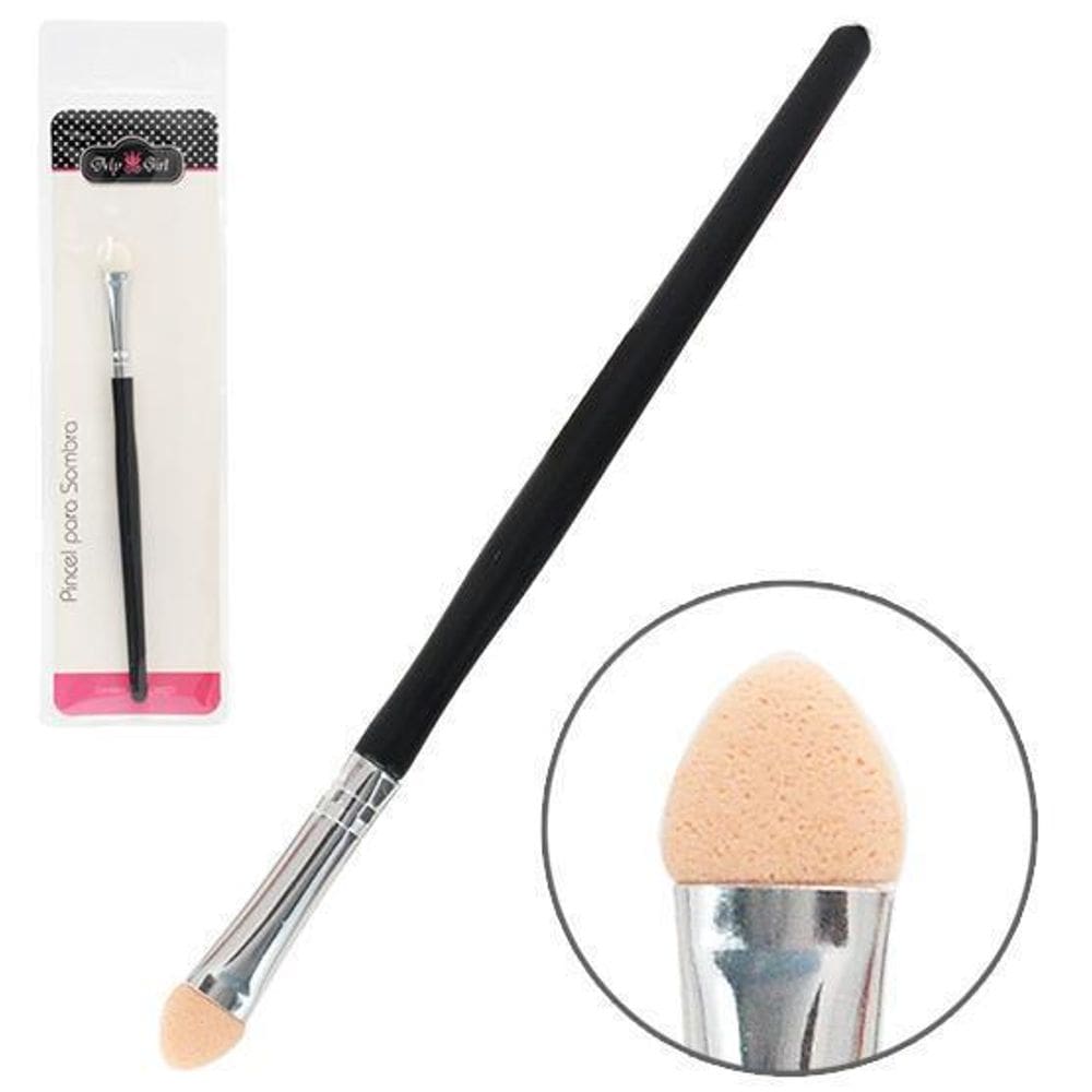 Pincel Para Make / Maquiagem Cabo Preto/Prata 13Cm