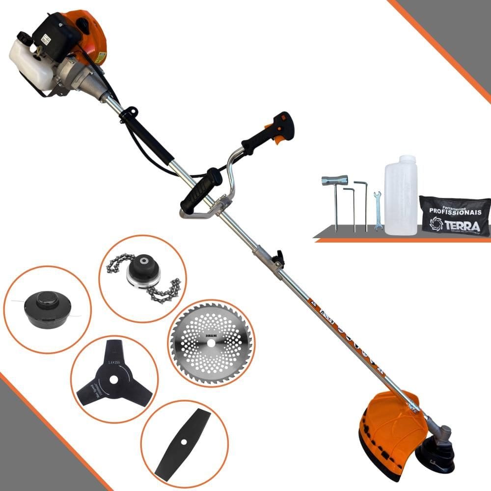Roçadeira Multifuncional Terra GRHB-430 Bipartida À Gasolina 2T 43cc 1,7HP Alta Rotação Ideal Para Todos os Tipos de Trabalhos Com 5 Opções de Cortes