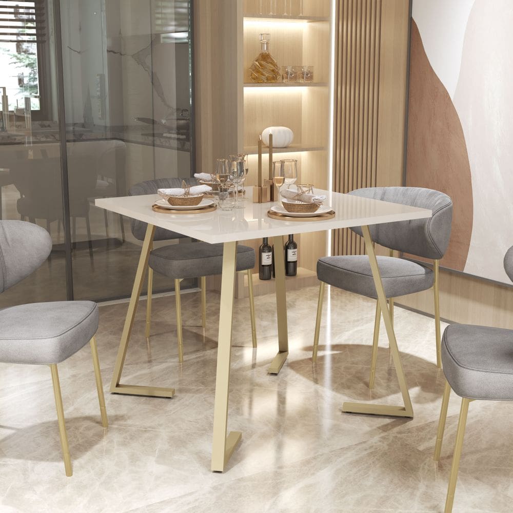 Mesa De Jantar De Aço 80x80 Reforçada Industrial Nantes